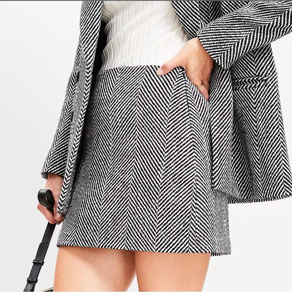 ANN TAYLOR LOFT tweed mini skirt side zipper fully lined